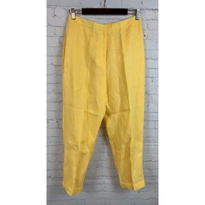 TALBOTS Irish linen 100% linen lined yellow dress ankle pants size 10 NWT